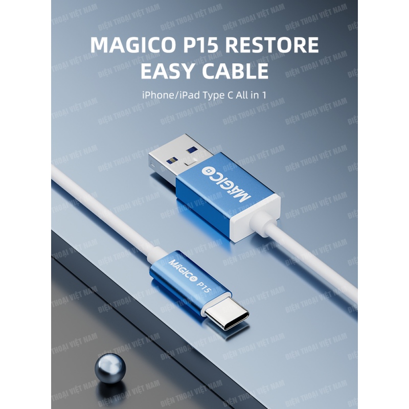 Cáp P15 MAGICO DFU Type C Cho iPhone 15 Series và iPad