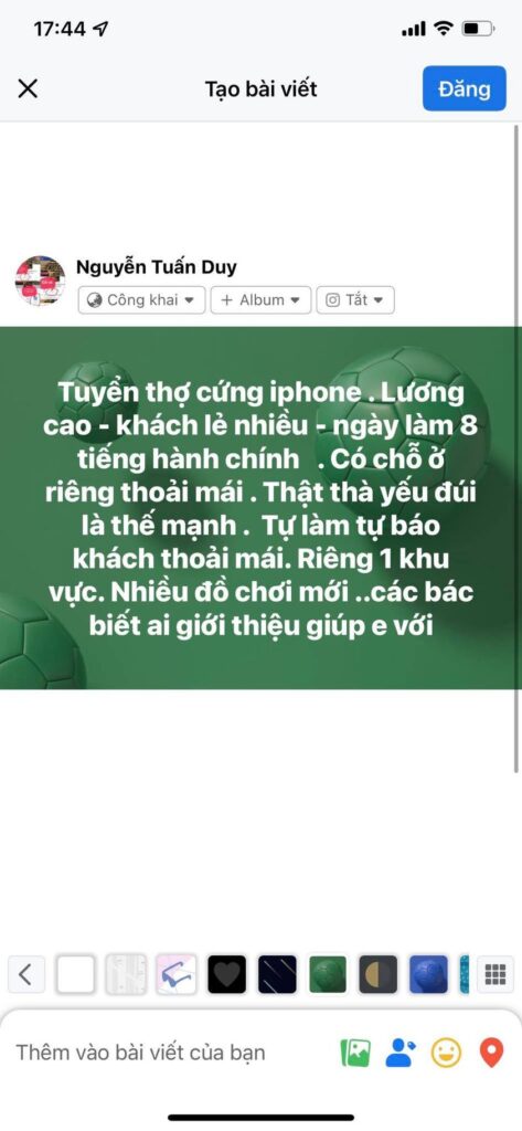 tuyển thợ cứng chuyên iphone lương cao