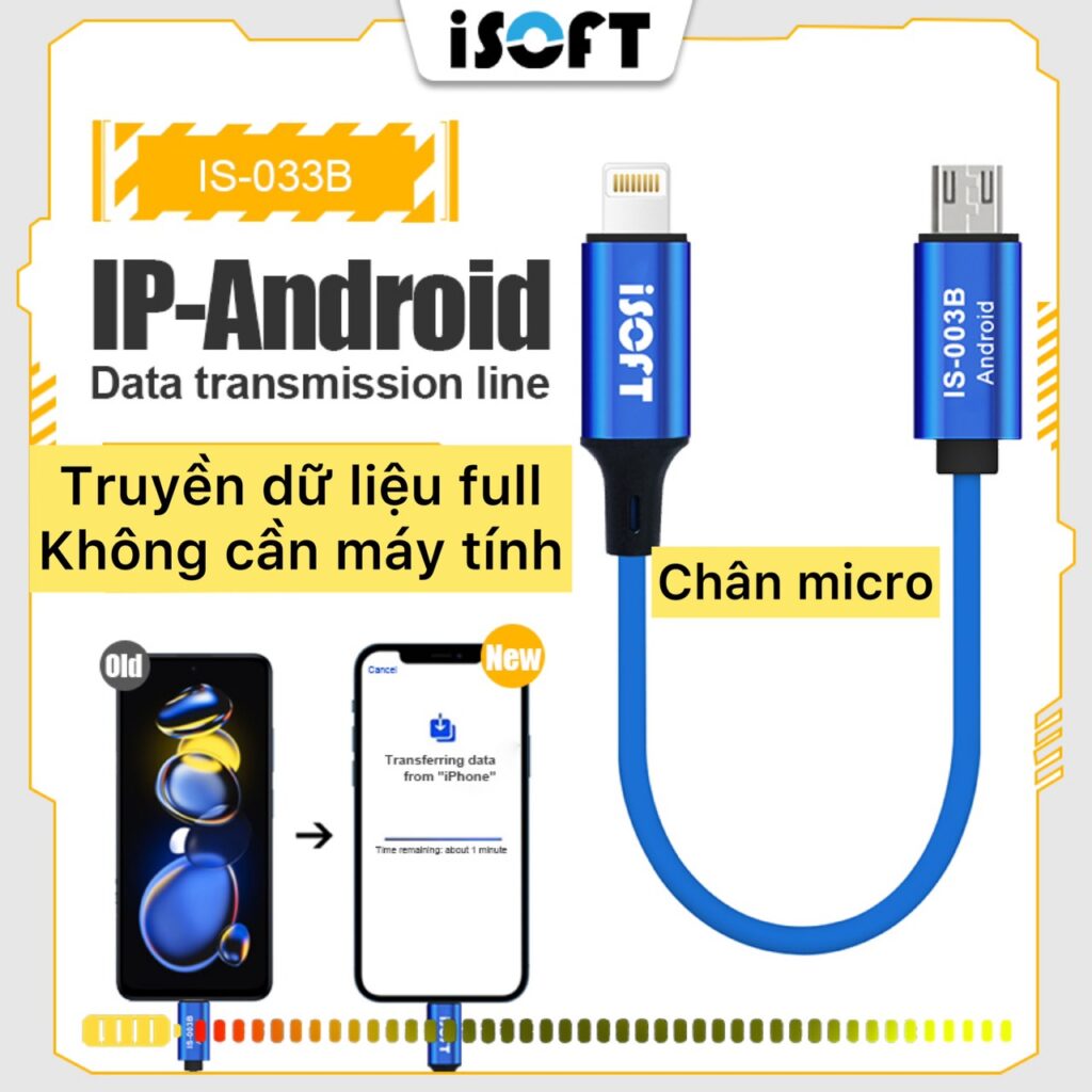 Cáp iSoft IS-033B chuyển dữ liệu iPhone - Android Micro