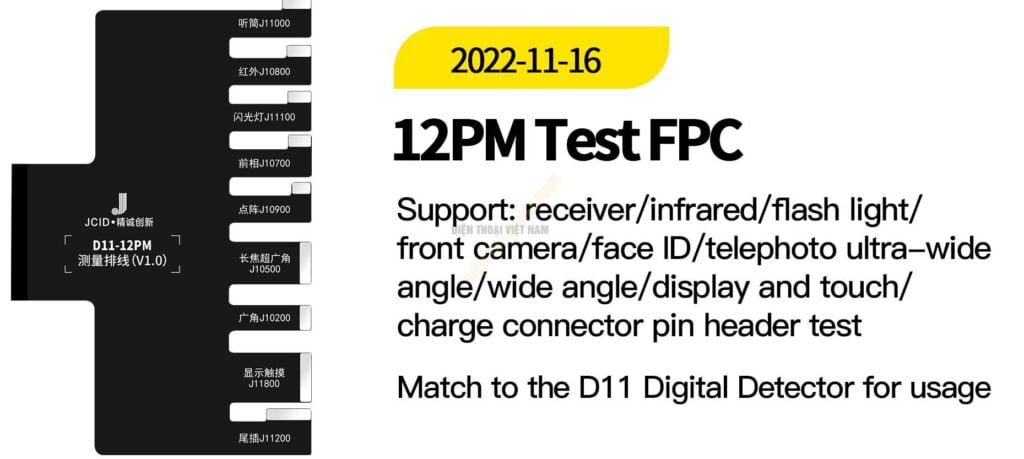 Cáp D11-12Pm test flex - Sửa chữa điện thoại đa năng