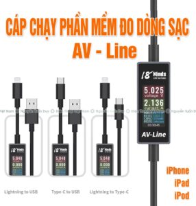 Cáp chạy phần mềm đo dòng sạc Av-Line 18 Kinds iPhone iPad iPod 3 trong 1