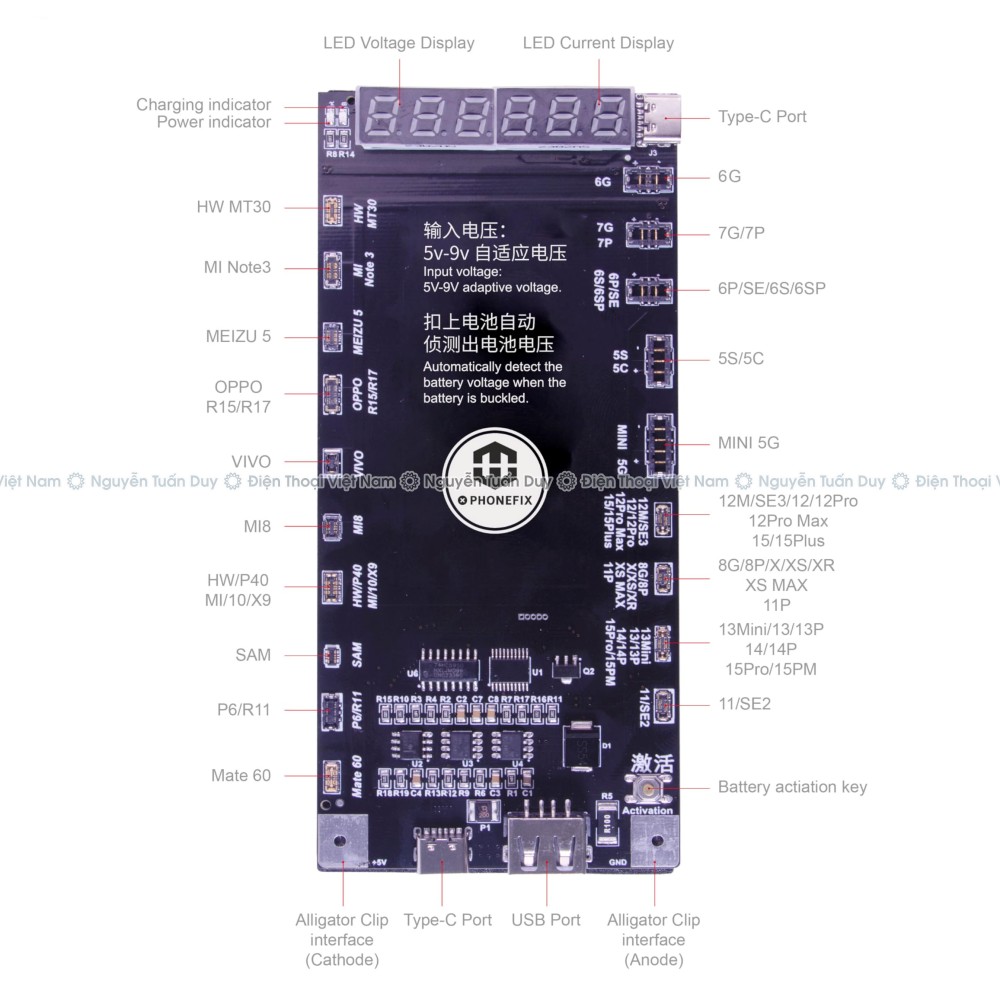 Kích Pin HW-29 Phonefix Android – iPhone đa dạng các loại mã