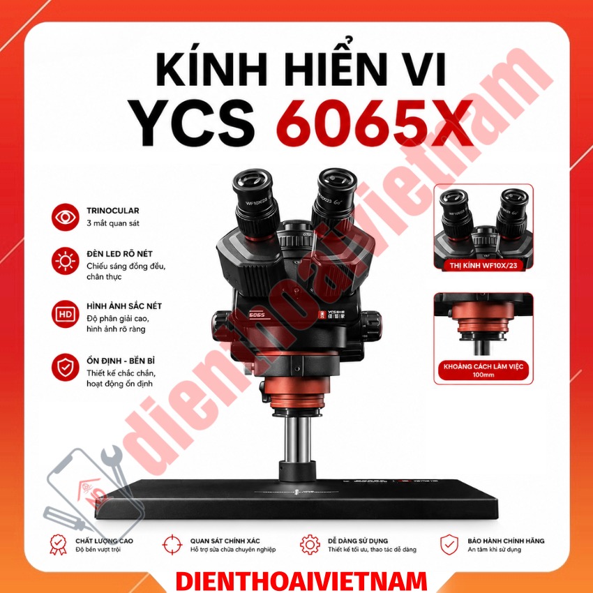 Kính hiển vi YCS 6065X Microscope 3 mắt, phóng đại 65X