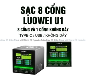Sạc 8 cổng Luowei U1 140W tích hợp sạc không dây thông minh