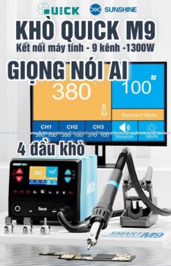 Khò Quick M9 Sunshine 1300W kết nối máy tính đi kèm 4 đầu khò