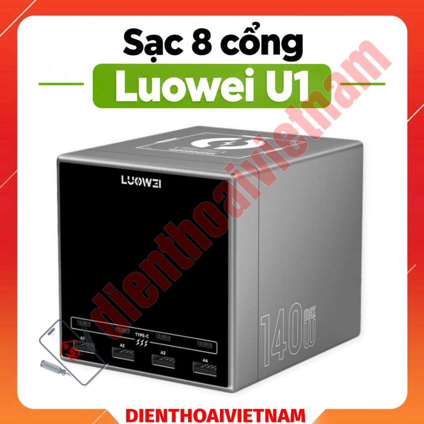 Sạc 8 cổng Luowei U1 140W tích hợp sạc không dây thông minh