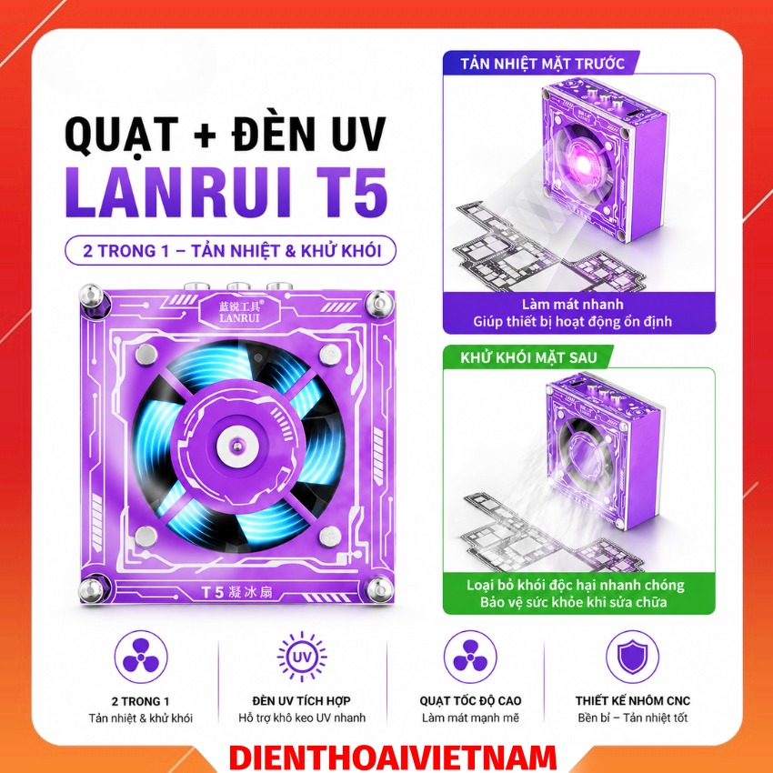 Quạt + Đèn uv Lanrui T5, quạt siêu tốc và đèn uv 3s khô siêu nhanh
