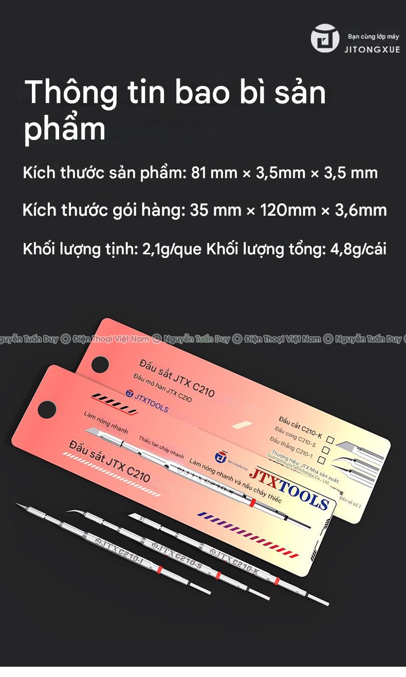 Mui han C210 JTX (4) Mũi Hàn C210 JTX Cong Thẳng Dao