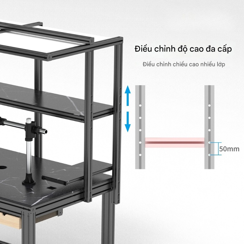 Bàn làm việc YCS cho thợ điện tử thiết kế nhiều tầng chắc chắn