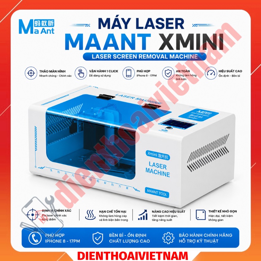 Máy laser MaAnt Xmini làm lưng và màn hình
