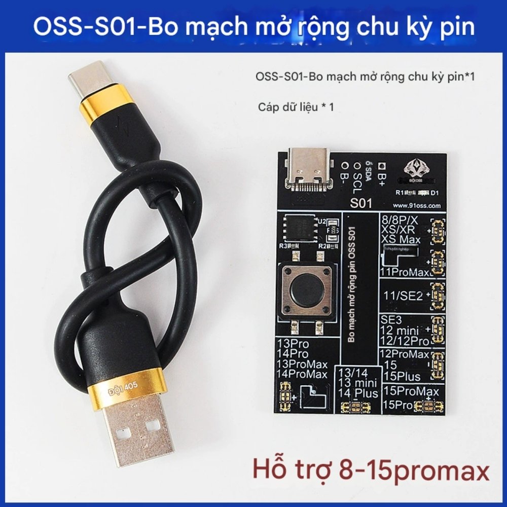 bo mach mo rong OSSTeam S01 - 3 Bo mạch mở rộng OSSTeam S01 kích hoạt và kiểm tra pin iPhone 8 - 15 ProMax