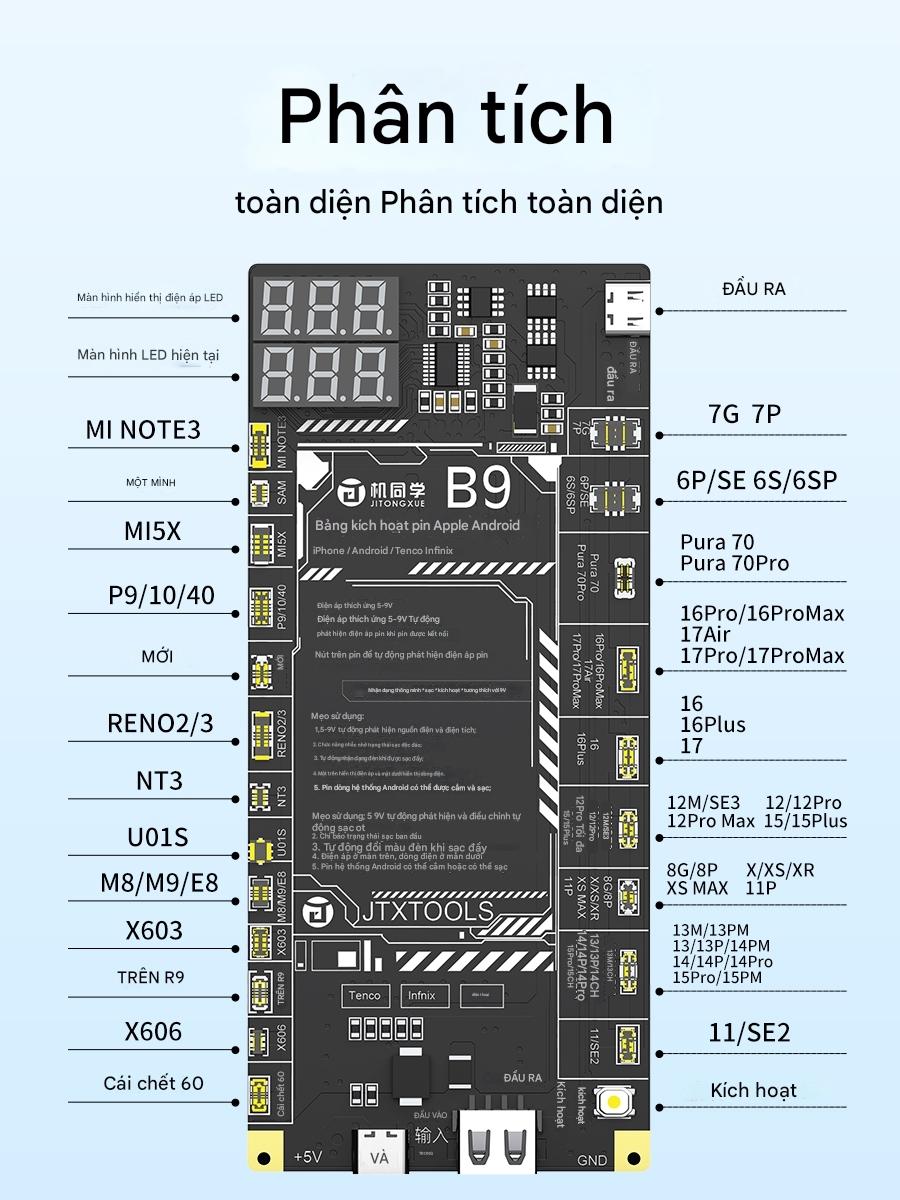Kích Pin JTX B9 iPhone và hơn 400 mã Android