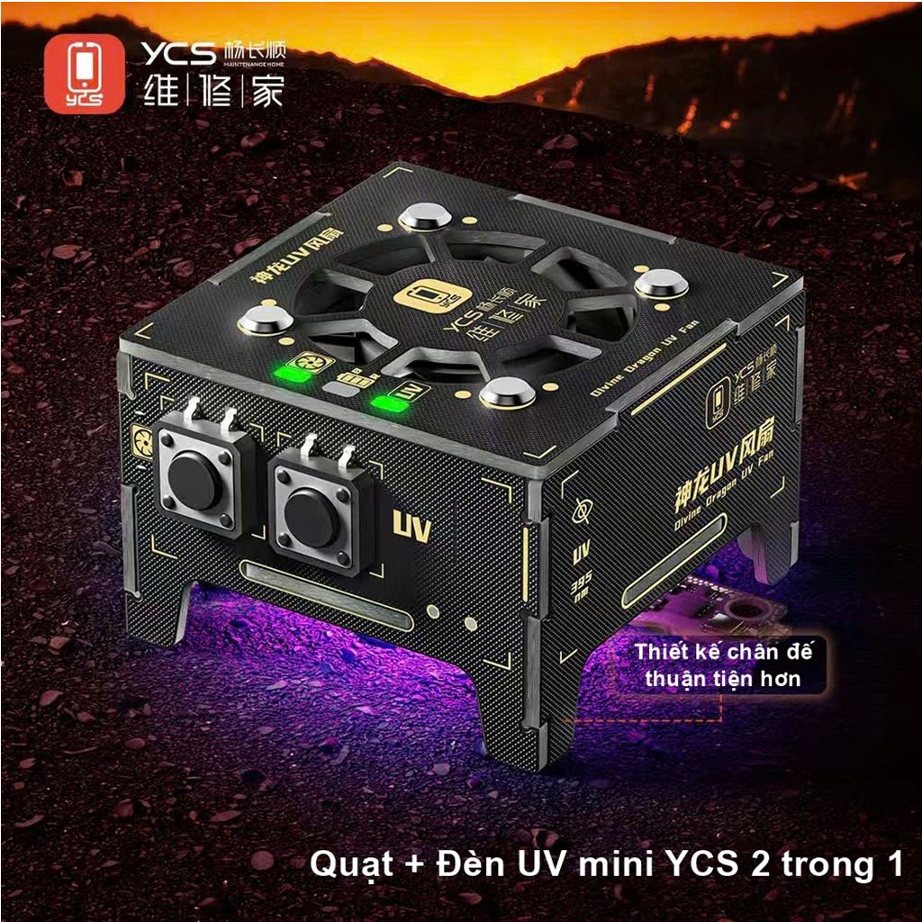 Quat + den UV mini YCS 2 trong 14 Quạt + Đèn UV Mini YCS – Làm Mát Và Sấy Keo Hai Trong Một