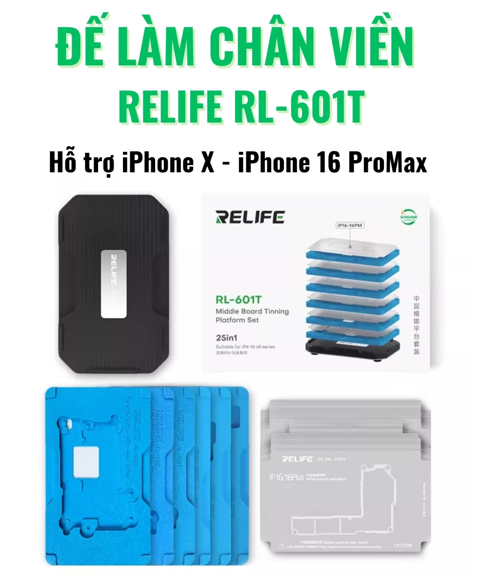 de lam chan vien relife rl-601t - 1 Đế làm chân viền Relife RL-601T iPhone 12 – 16 ProMax có hút nam châm, không cần giữ tay