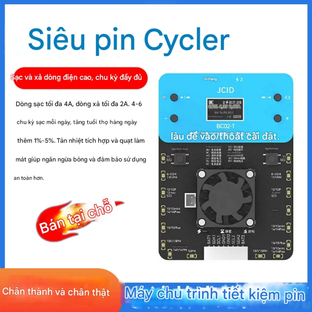 de test kiem tra pin iPhone jcid BC02-T - 1 Đế test kiểm tra pin JCID BC02-T kích pin iPhone 11 - 15 ProMax