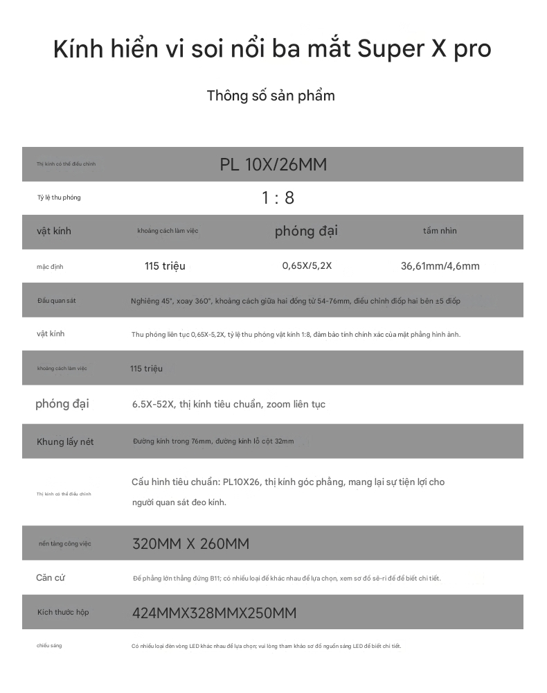 kinh hien vi mechanic super x pro - 1 Kính hiển vi Mechanic Super X Pro-TSD 3 mắt, phóng đại 52X