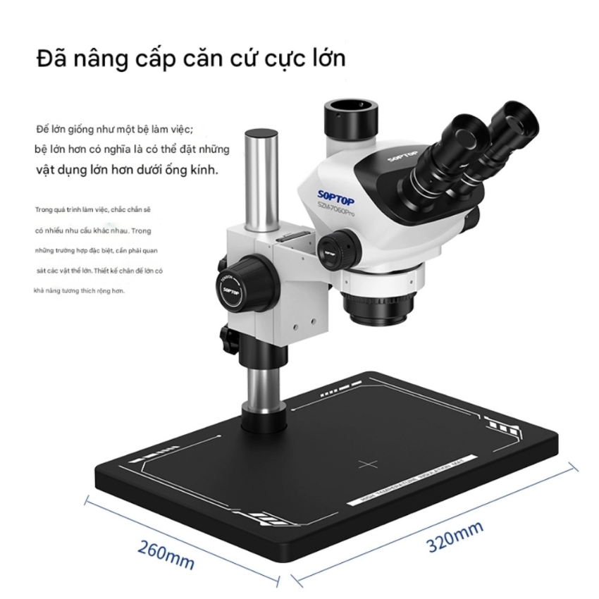 Kính hiển vi SOPTOP SZM-7060Pro 3 mắt, phóng đại 60X