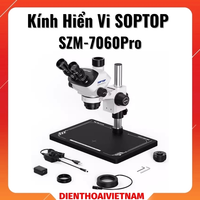 Kính hiển vi SOPTOP SZM-7060Pro 3 mắt, phóng đại 60X