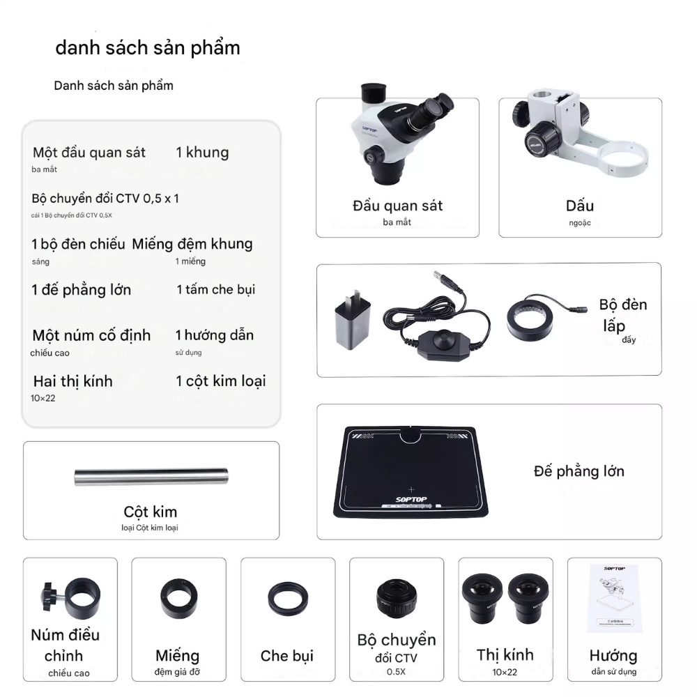 Kính hiển vi 3 mắt ABCD phóng đại 60X