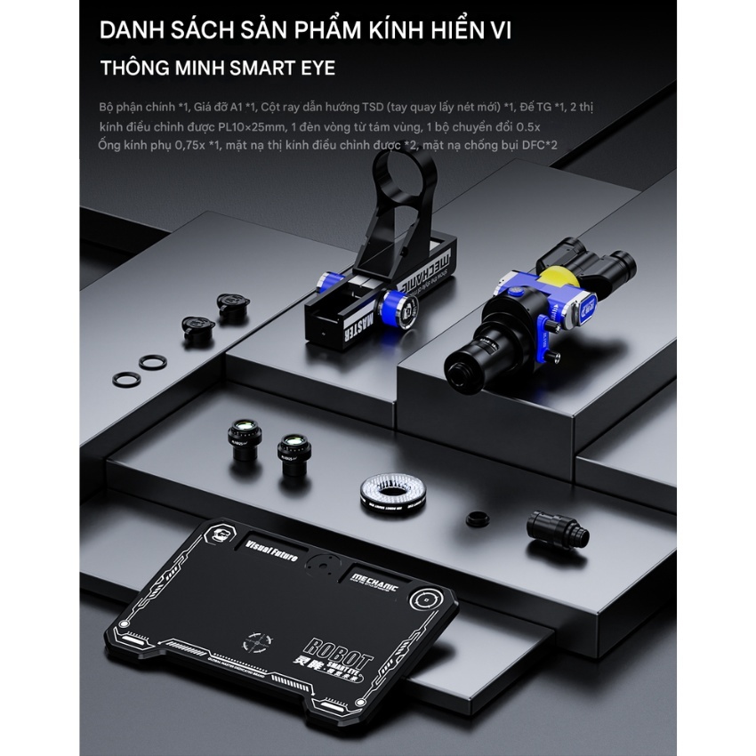 kinh hien vi mechanic robot smart eye (1) Kính hiển vi Mechanic Robot Smart Eye 3 mắt, phóng đại 45X