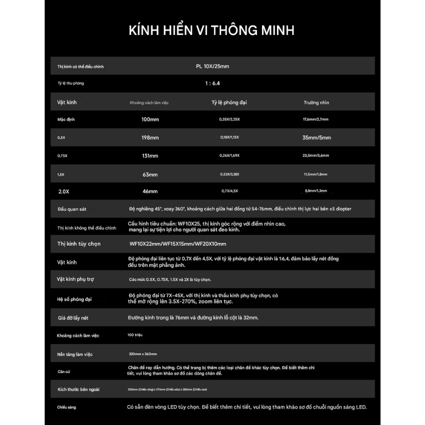 kinh hien vi mechanic robot smart eye (17) Kính hiển vi Mechanic Robot Smart Eye 3 mắt, phóng đại 45X