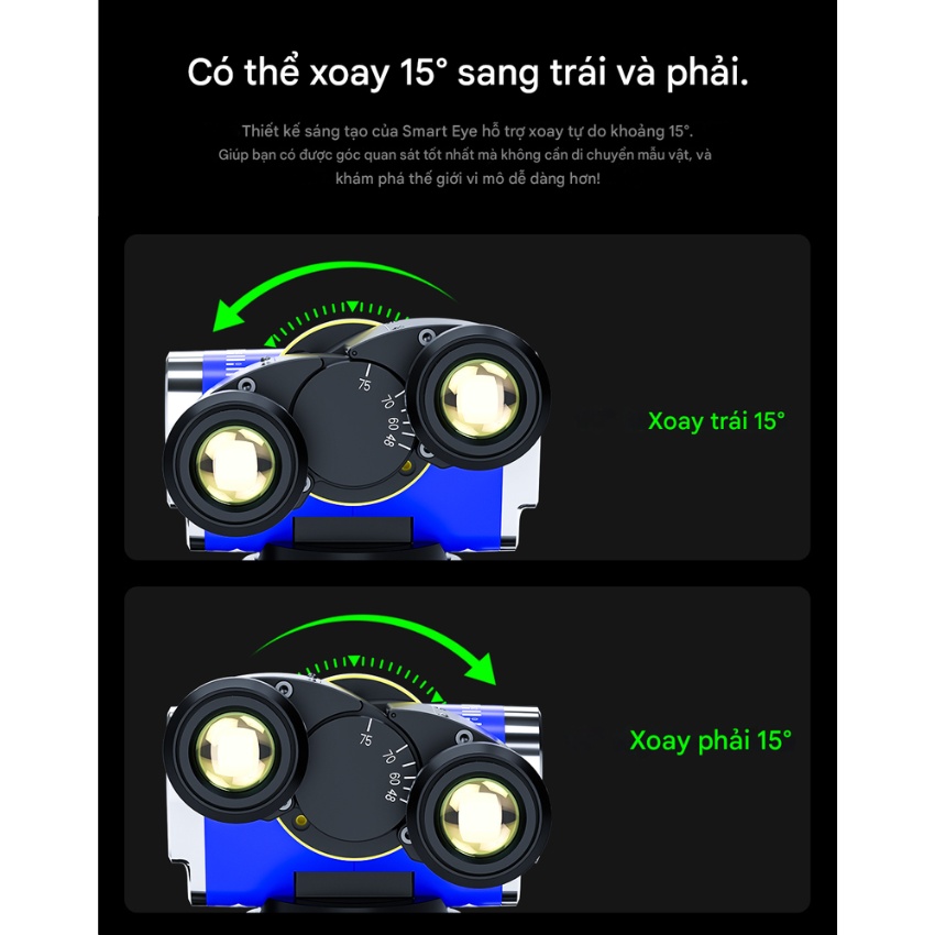 kinh hien vi mechanic robot smart eye (7) Kính hiển vi Mechanic Robot Smart Eye 3 mắt, phóng đại 45X