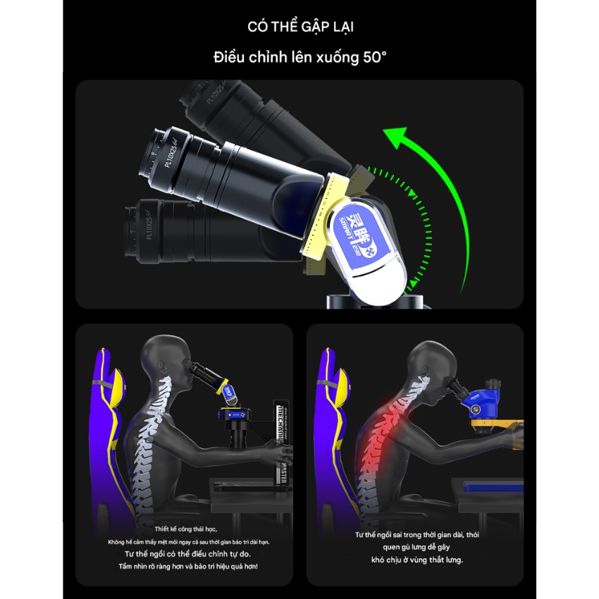 kinh hien vi mechanic robot smart eye (9) Kính hiển vi Mechanic Robot Smart Eye 3 mắt, phóng đại 45X