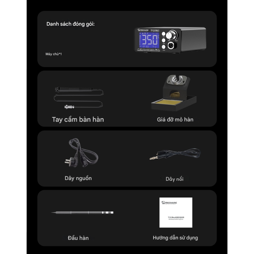 Máy hàn Mechanic T12 Max dùng mũi hàn T12