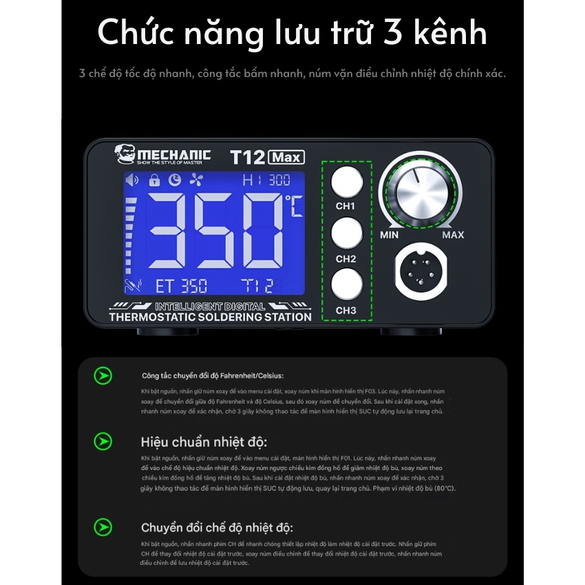 Máy hàn Mechanic T12 Max dùng mũi hàn T12