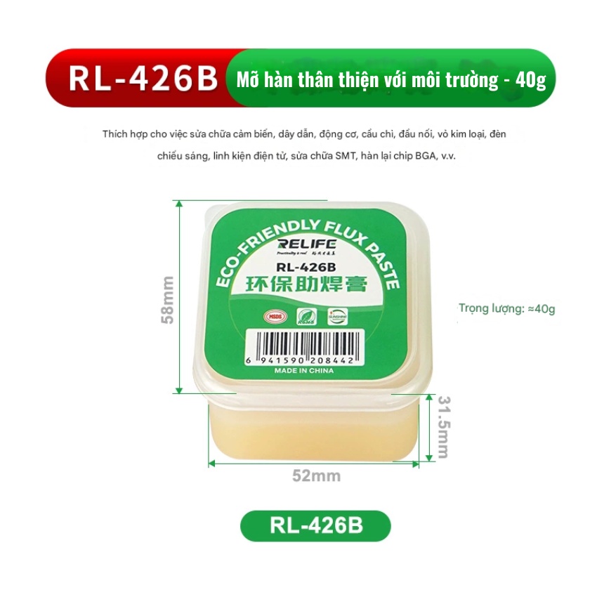 Mỡ hàn Relife RL426B hỗ trợ sửa điện thoại