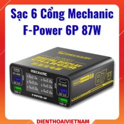 Sạc 6 cổng Mechanic F-Power 6P 87W tích hợp sạc không dây, màn hình hiển thị