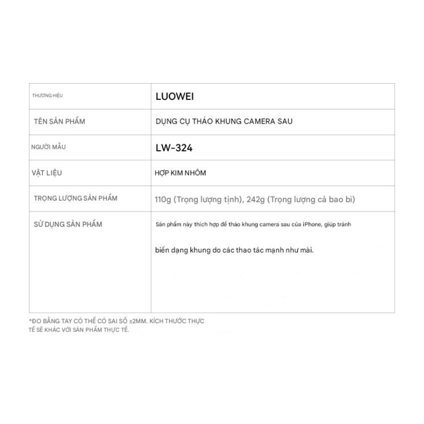 tool thao vien camera sau iphone luowei lw-324 - 9