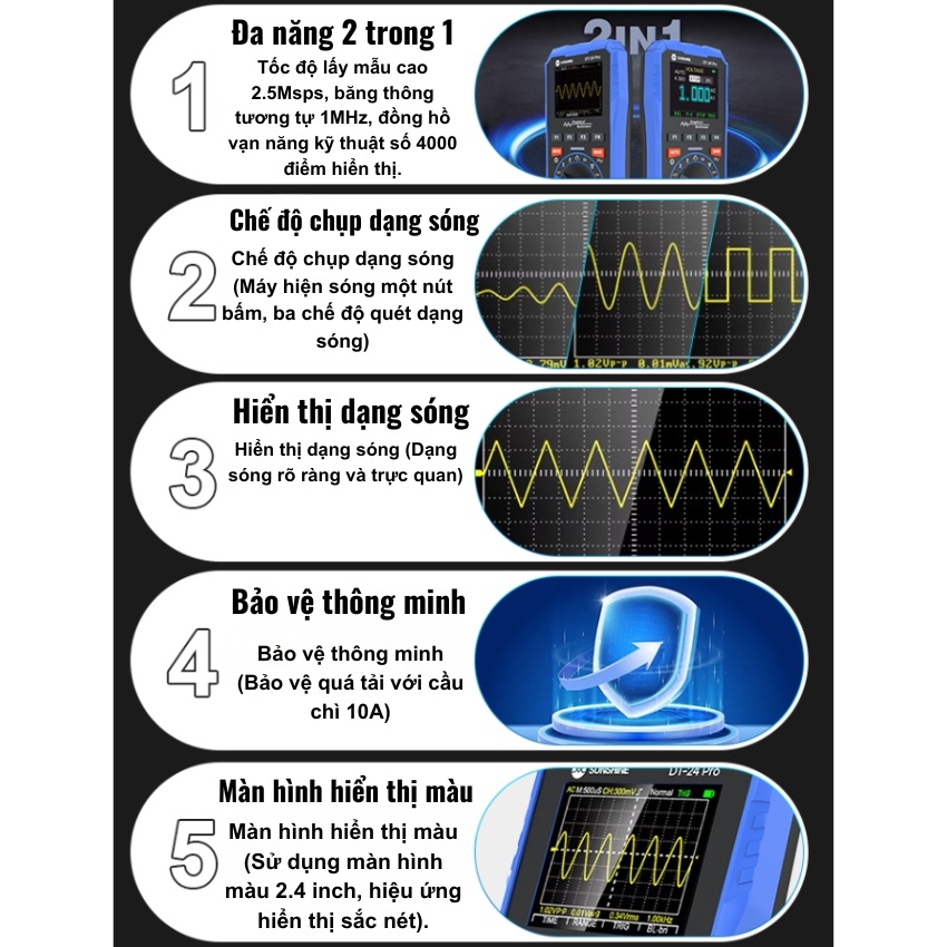 Đồng hồ đo Sunshine DT-24 Pro - đồng hồ vạn năng hiện sóng