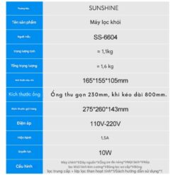 Máy hút khói Sunshine SS-6604 hút mùi, lọc khói đa năng