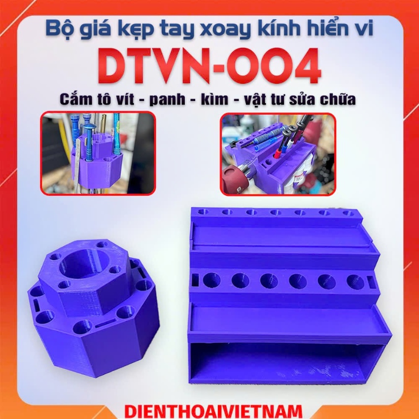 Giá kẹp tay xoay DTVN 004 cắm tô vít, kìm panh – nhíp, thiếc hàn, mỡ hàn đa năng
