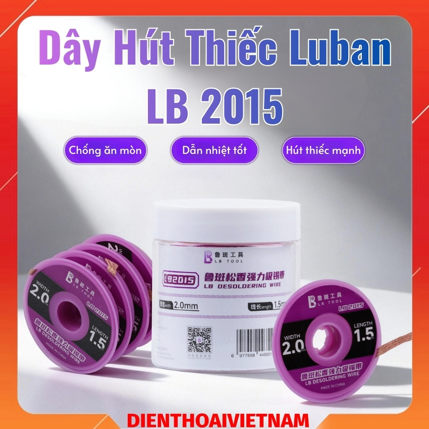 Dây hút thiếc Luban LB 2015 Desoldering Wire 2.0mm 1.5m hút thiếc mạnh, dẫn nhiệt tốt