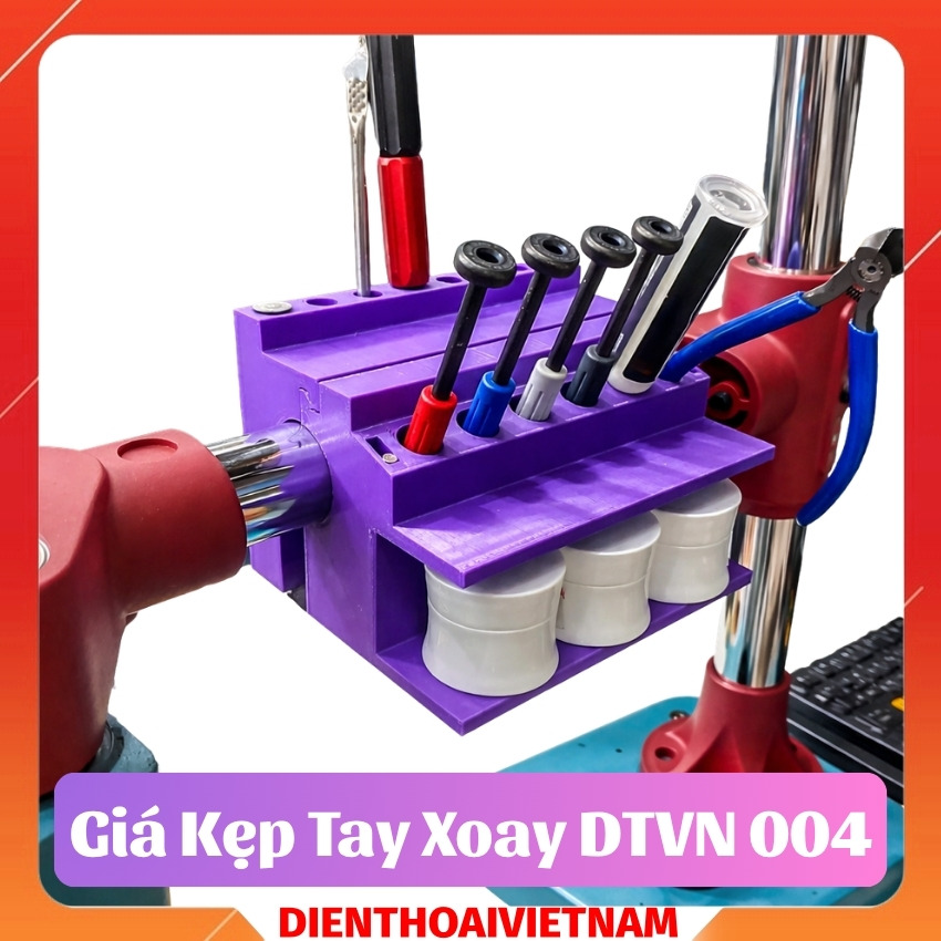 Giá kẹp tay xoay DTVN 004 cắm tô vít, kìm panh - nhíp, thiếc hàn, mỡ hàn đa năng