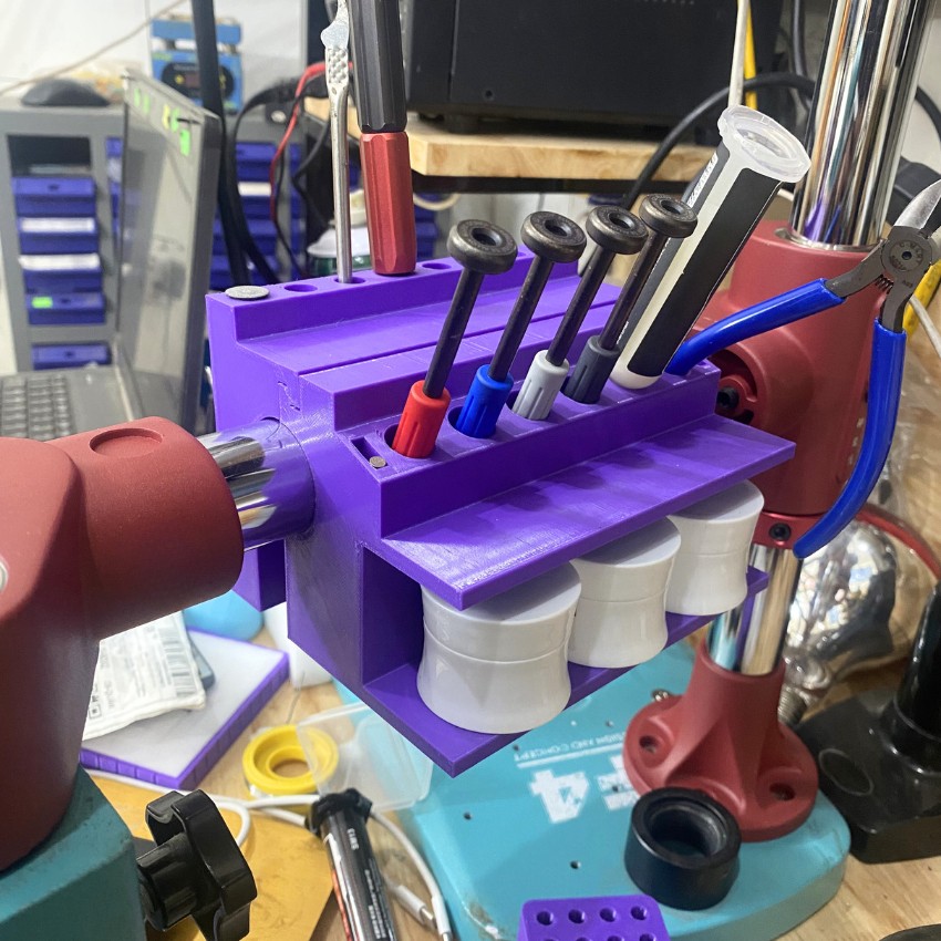 Giá kẹp tay xoay DTVN 004 cắm tô vít, kìm panh - nhíp, thiếc hàn, mỡ hàn đa năng