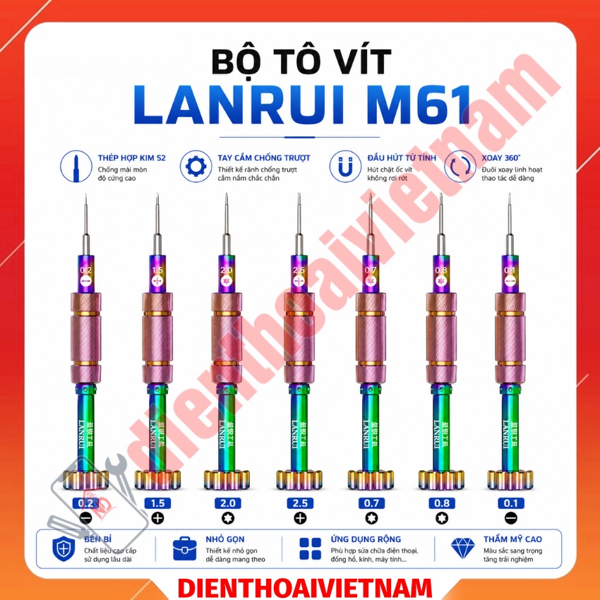 Bộ tô vít Lanrui M61 screwdriver đa năng chuyên dụng sửa chữa