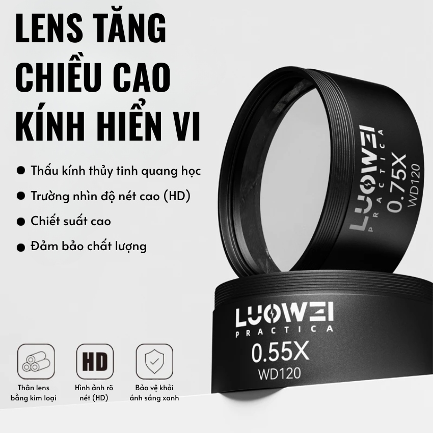 Lens tăng chiều cao Luowei 0.55X - 0.75X microscope magnifier