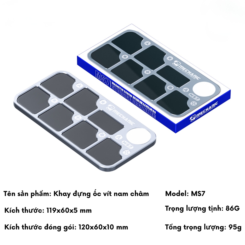 Khay đựng ốc nam châm Mechanic MS7 Magnetic Screw Storage Organizer, tăng từ tính tô vít