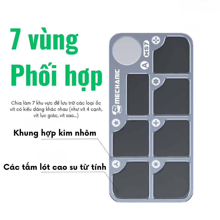 Khay đựng ốc nam châm Mechanic MS7 Magnetic Screw Storage Organizer, tăng từ tính tô vít