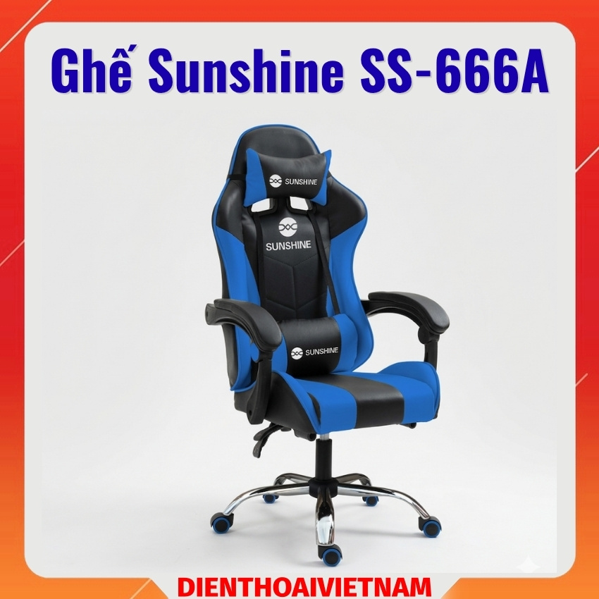 Ghế Sunshine SS-666A chair công thái học cao cấp, có gối lưng gối đầu chuyên nghiệp
