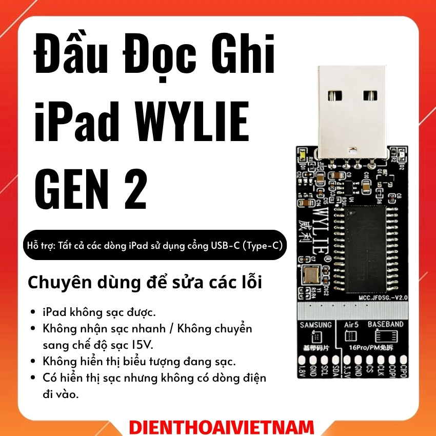 Đầu đọc ghi mã ic sạc WYLIE GEN 2 cho iPhone / iPad Chip Programmer