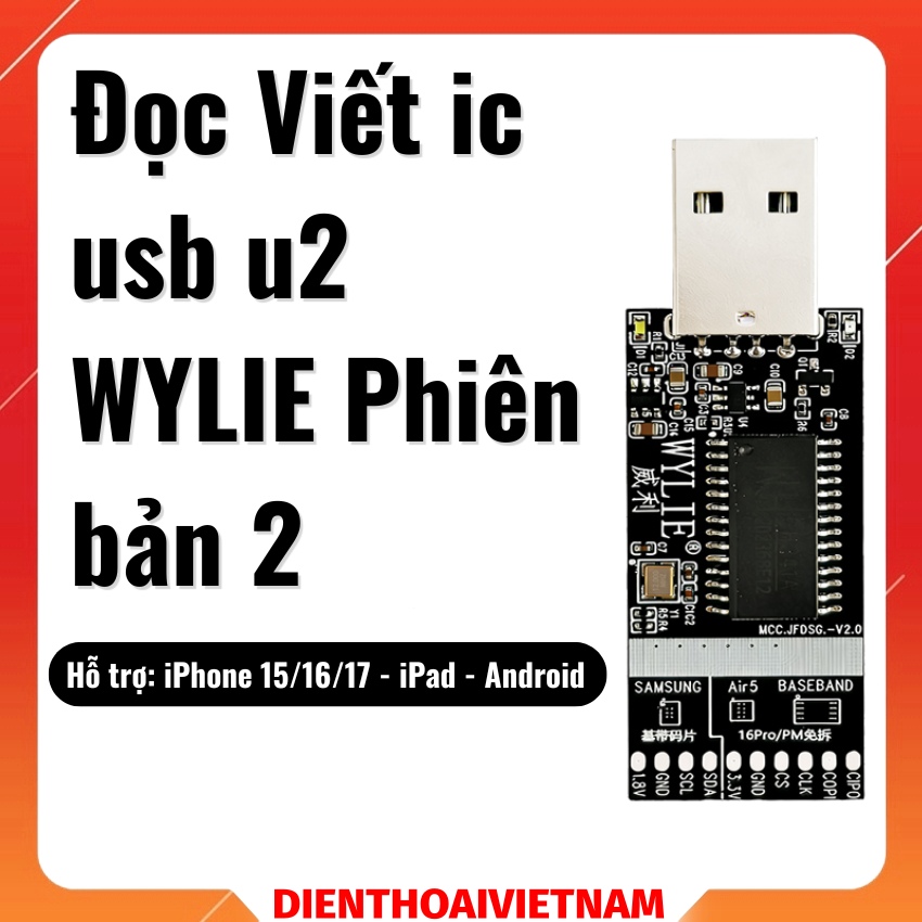 Đọc viết ic usb u2 Wylie phiên bản 2 iPhone 15 16 17 và các loại ipad đời cao, android Chip Programmer