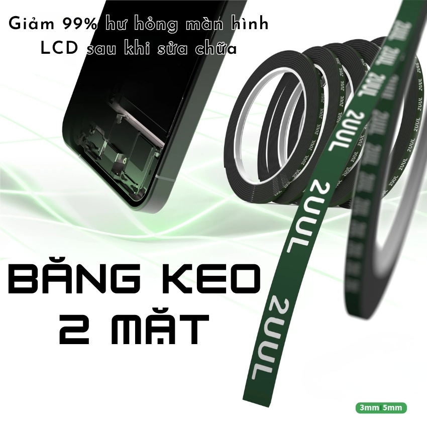 Băng keo 2 mặt 2UUL CS01 CS02 Cushion Seal Tape 3mm - 5mm cố định khung, màn hình