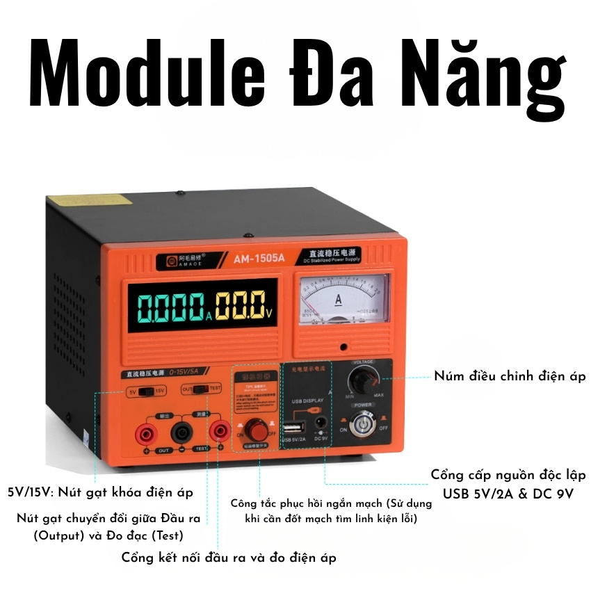 Máy cấp nguồn AMAOE AM-1505A Stable Power Supply 15V 5A