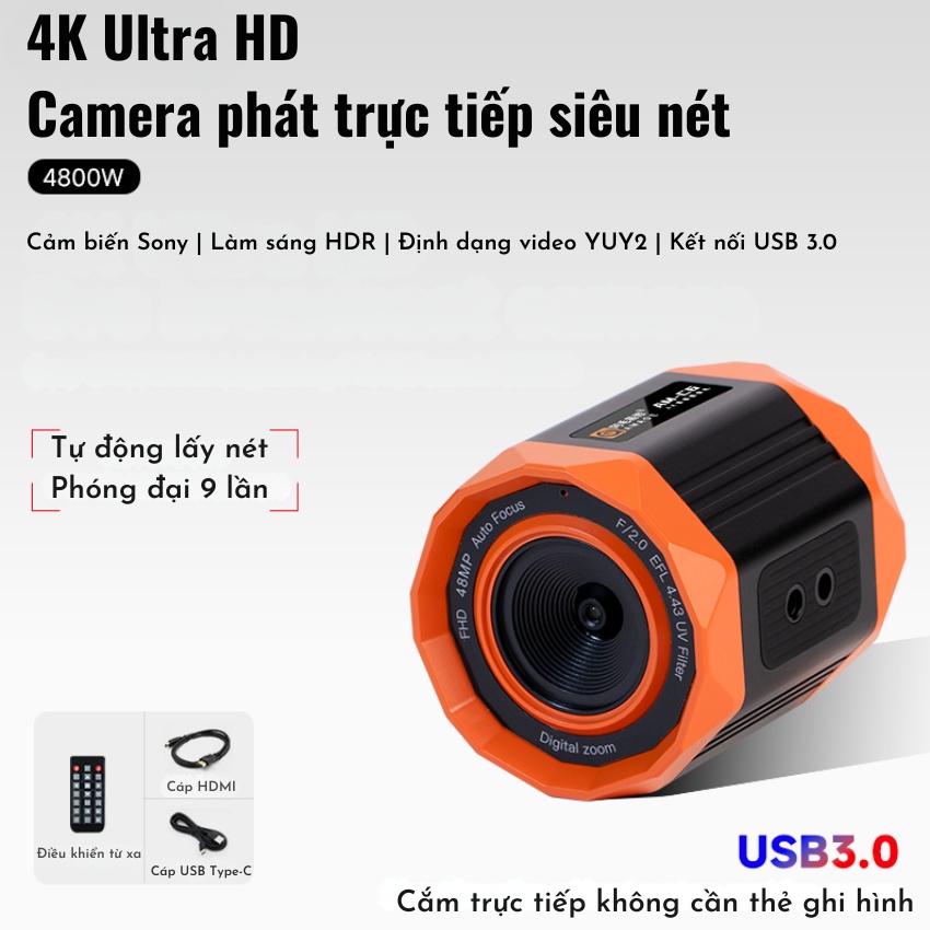 Camera HDMI AMAOE AM-C6 4K Ultra HD quay siêu nét, kết nối HDMI