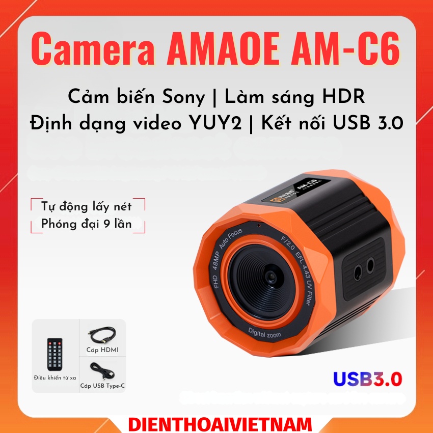 Camera HDMI AMAOE AM-C6 4K Ultra HD quay siêu nét, kết nối HDMI