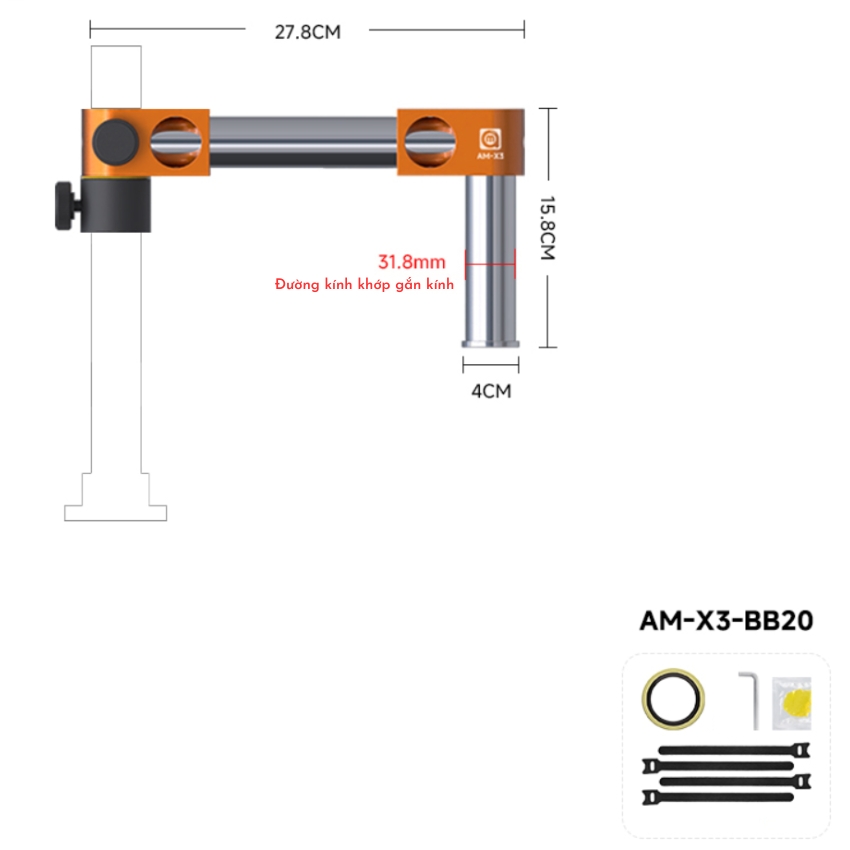 Tay xoay kính hiển vi AMAOE AM-X3 Swing arm bracket xoay 360°